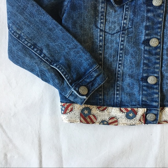 Jeans jacket size 4T 4 patriotic flag hearts coat - Picture 6 of 14